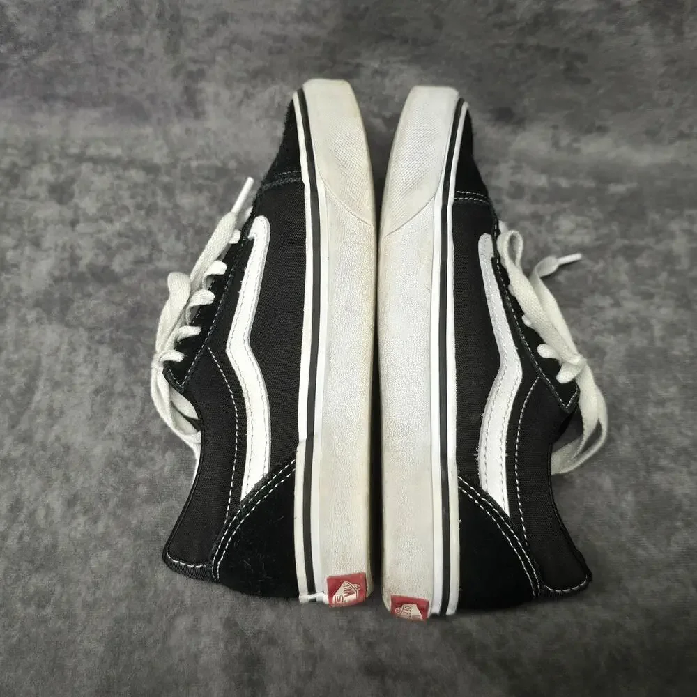 Vans Black & White Off The Wall Old Skool Low Top Canvas Skater Shoes Youth 3